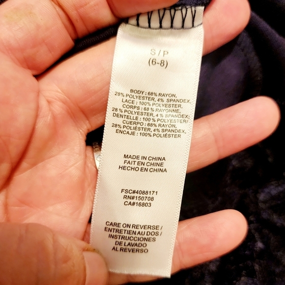 Signature Collection Navy Lace Trim Dress Women's Small S Sleeveless Round Neck - Picture 6 of 7